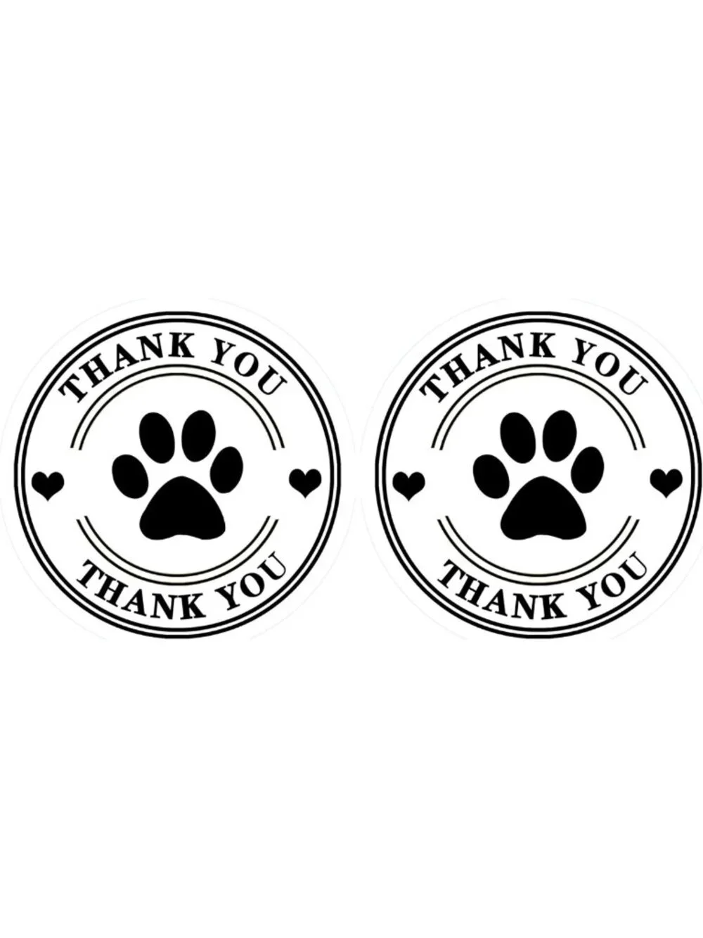 500 Black Paw Print Thank You Labels - Puppy Footprint Stickers for Gifts